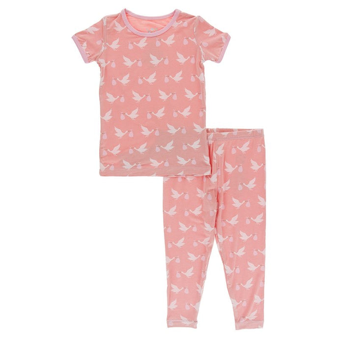 Pajama Set, Blush Stork