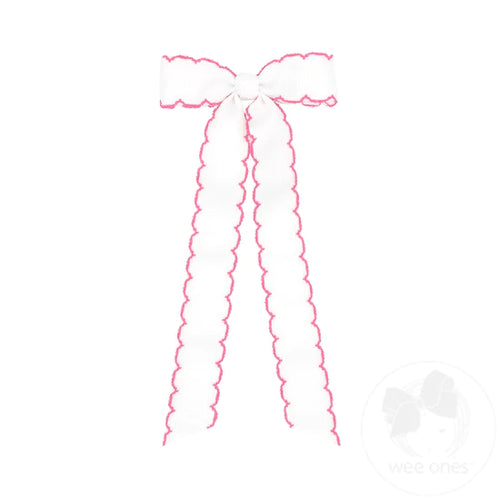 Mini Moonstitch Longtail Bow White/Hot Pink