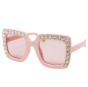 PINK SQUARE CRYSTALS SUNGLASSES
