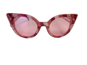 Cat eye Sunglasses with stones in pink