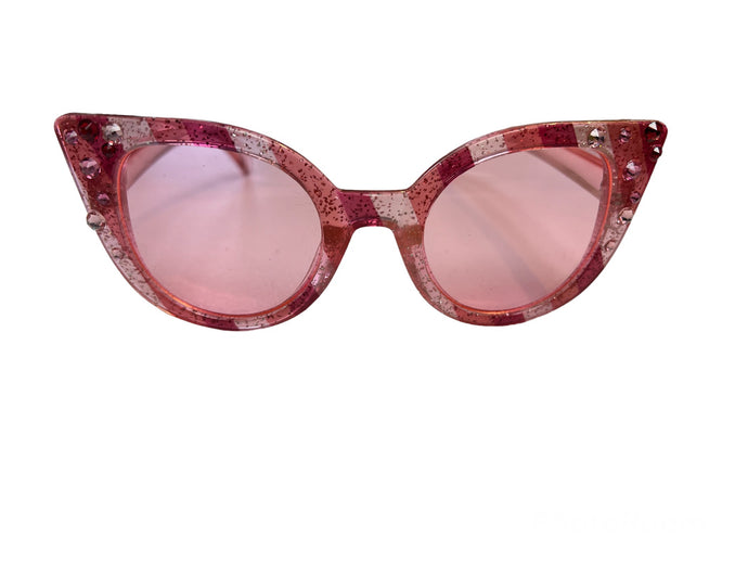 Cat eye Sunglasses with stones in pink