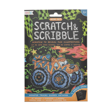 monster truck mini scratch and scribble art kit