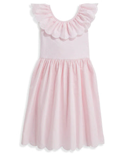 Sloane Scalloped Dress, Pink Seersucker