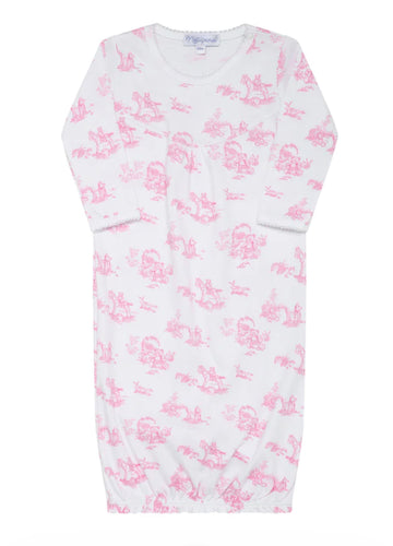 Pink Toile Baby Gown