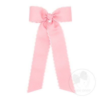 Medium Moonstitch Longtail Bow Light Pink w/white(9646)